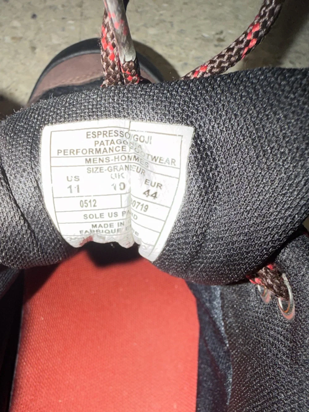 Patagonia Black and Brown Men's Trail Sneakers with Red Accents